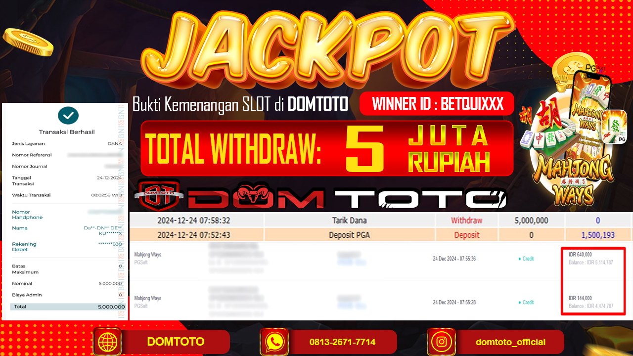 JACKPOT SLOT MAHJONG WAYS 24 DESEMBER 2024